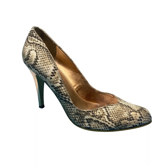 Nine West Canvas Snake print Pumps, ‘Lucero’ style w/gold heel. NWOT - Picture 1 of 9